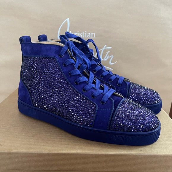 Christian Louboutin Blue Strass With Spike Boat Shoes Louboutin For Man  Sneakers